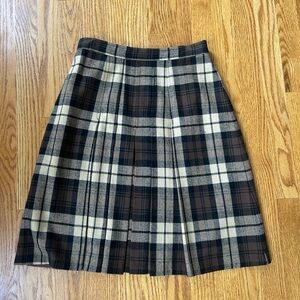 Vintage 80s Plaid A-Line Skirt in Brown and Tan
